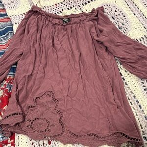 Chic Mauve Off-Shoulder Blouse